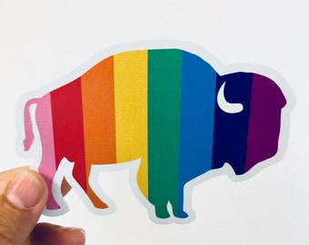 Rainbow buffalo vinyl sticker