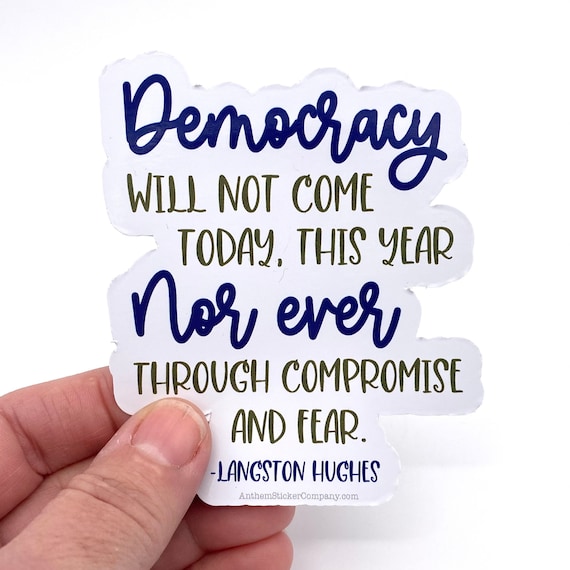 Democracy Langston Hughes quote vinyl sticker Etsy