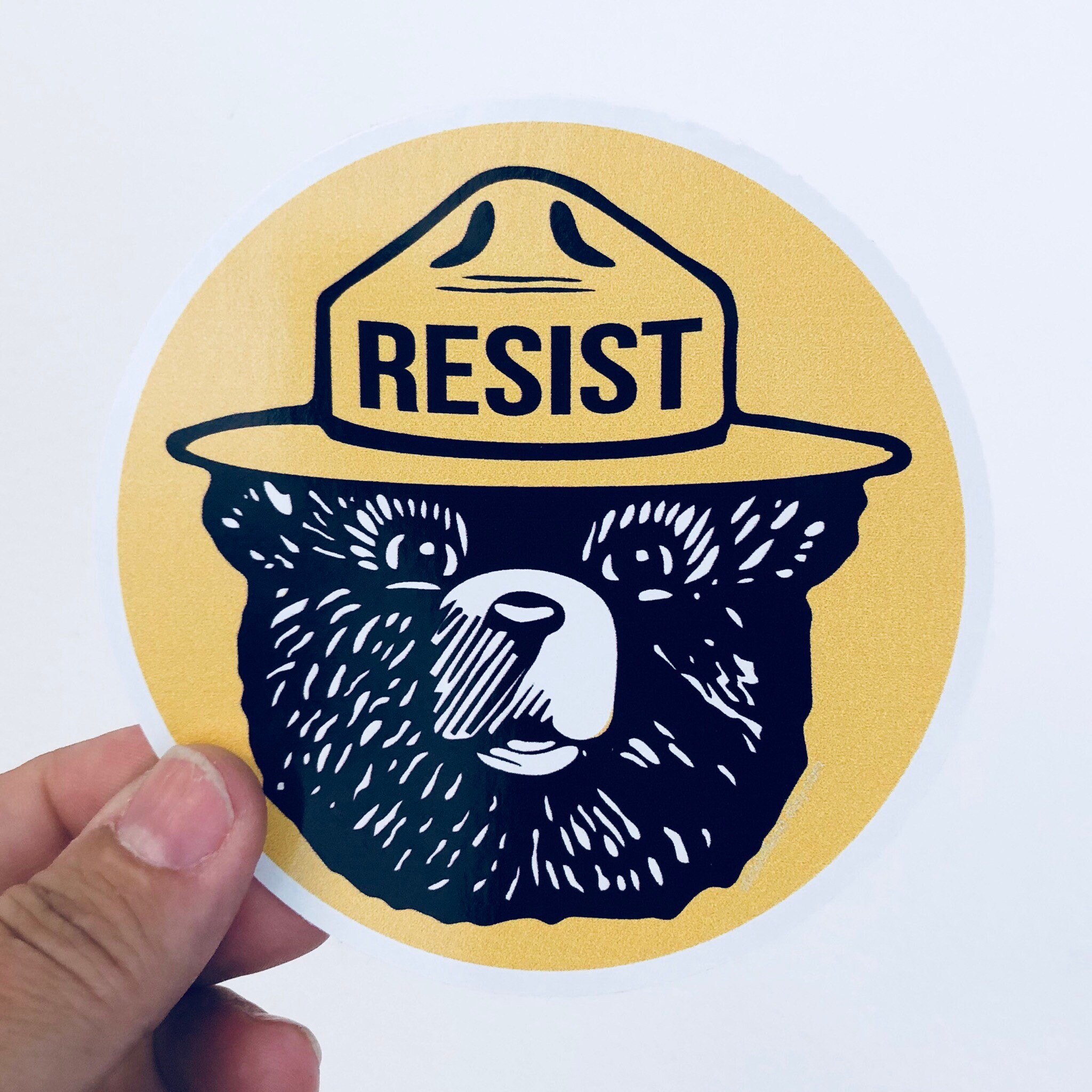 Resisting Bear Vinyl Sticker - Etsy