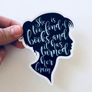 she is too fond of books silhouette vinyl sticker