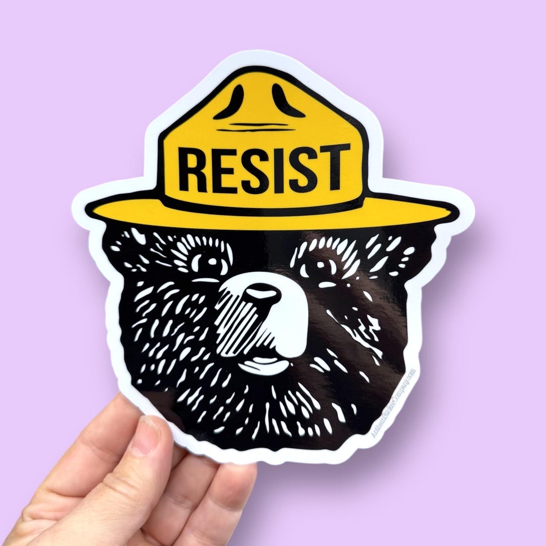 Resisting Bear Vinyl Sticker, Anti-maga (6 Inch) - Etsy