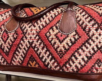 Handmade Moroccan Leather Travel Bag – Genuine Leather, Traditional Tanning, Artisan Gift