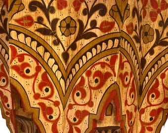 Handmålat marockanskt sidobord, orientaliskt accentbord, massivt trä, handgjord boho-inredning