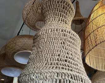 Handwoven Palm Fiber Pendant Lamp – Moroccan Boho Ceiling Light