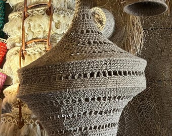Handwoven Palm Fiber Pendant Lamp – Moroccan Boho Ceiling Light
