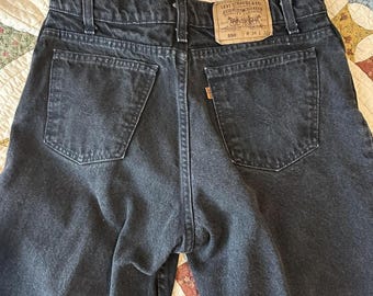 Vintage 90s Levi's orange tab 550 black denim jeans Size 34x32