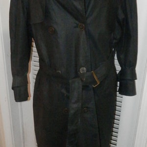 Women's LONDON FOG "TOWNE" Black Cotton Vintge Double Breasted Trench Coat 4 pet