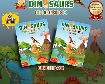 Pacote de Desenhos para Colorir de Dinossauros para Crianças de 5 a 9 Anos | Livro de Colorir Imprimível | Atividade com Dinossauros | Download Instantâneo | Tamanho A4 (Reino Unido)