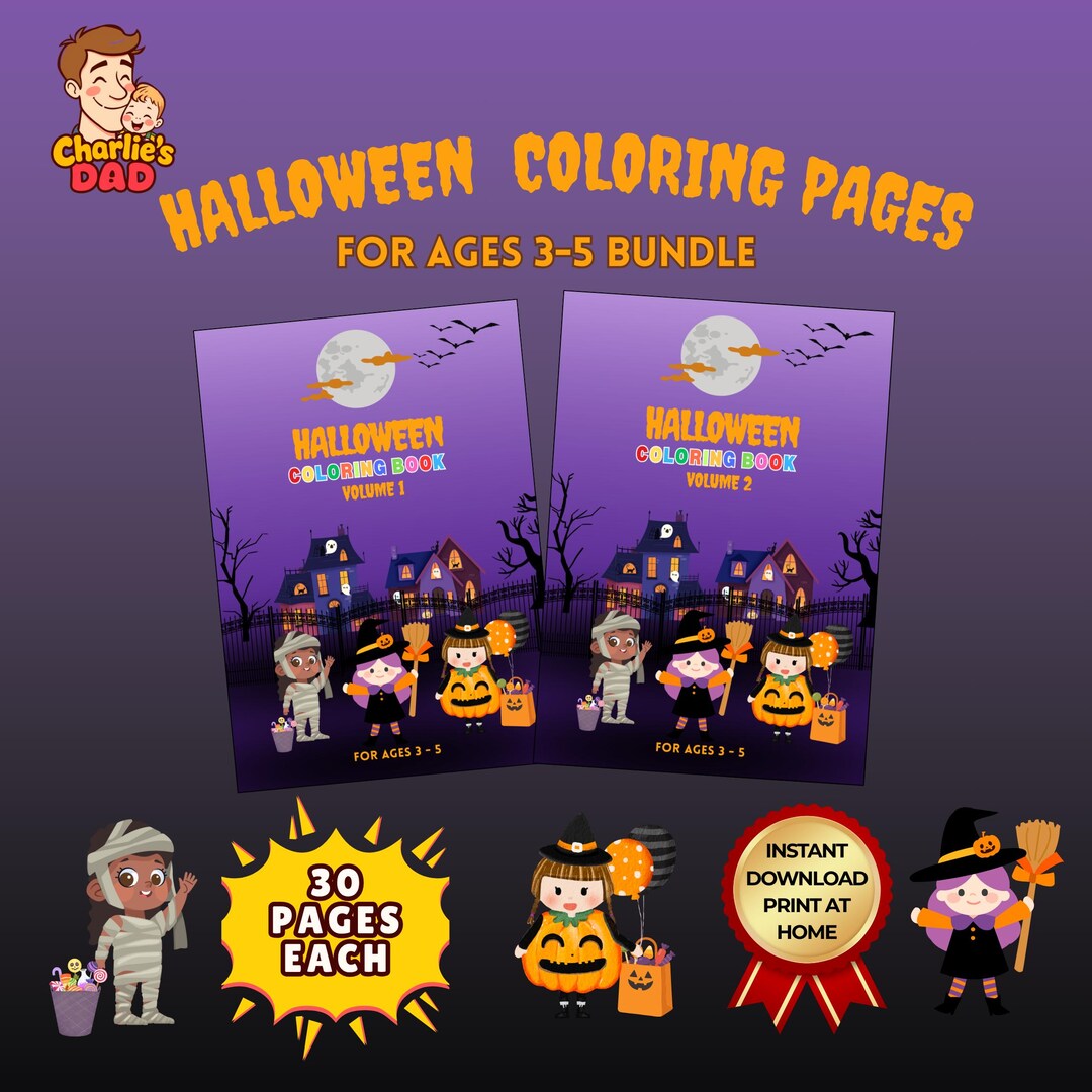 Halloween Coloring Pages Bundle Pack for Kids Ages 3-5 | Printable ...