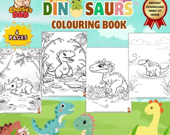 Desenhos de Dinossauros para Colorir para Crianças de 3 a 5 Anos | Livro de Colorir para Imprimir | Pacote de Atividades com Dinossauros Fofos | Download Instantâneo | Conjunto de Amostras | Tamanho A4 (Reino Unido)