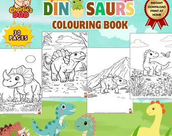 Desenhos de Dinossauros para Colorir para Crianças de 3 a 5 Anos | Livro de Colorir para Imprimir | Pacote de Atividades com Dinossauros Fofos | Download Instantâneo | Volume 2 | Tamanho A4 (Reino Unido)