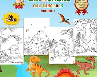 Desenhos de Dinossauros para Colorir para Crianças de 5 a 9 Anos | Volume 1 | Livro de Colorir para Imprimir | Pacote de Atividades com Dinossauros | Download Instantâneo | Tamanho A4 (Reino Unido)