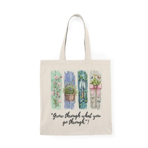 Inspirational Floral Tote Bag - Perfect Gift for Plant Lovers, Quotes, Eco-friendly, Reusable Shopping, Motivational