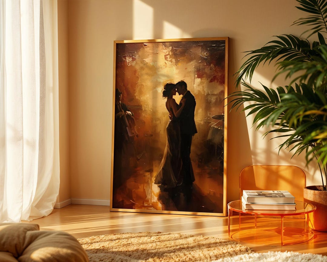 Vintage Dance Couple Wall Art | Romantic Oil Painting Print | Elegant ...