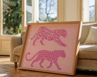 Pink Leopard Wall Art, preppy Print, Girly Bedroom Decor (Printable)