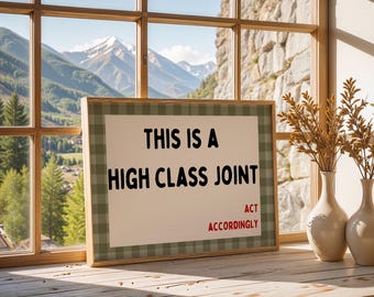 High Class Joint – Estampa xadrez verde, arte de parede divertida para sala de estar (Download digital)