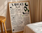 Retro Virgo Zodiac Wall Art, green Astrology Decor, horoscope print