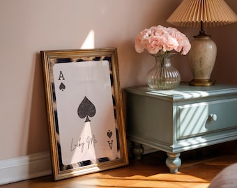 Arte de parede "Lucky Me Ace of Spades", decoração imprimível com carta de leopardo