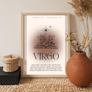 Virgo Zodiac Wall Art Print | Astrology Printable Poster | Virgo Traits Horoscope Sign Decor | Digital Download Birthday Gift Home Office
