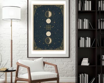 Moon Phase Wall Art Print | Celestial Poster | Mystic Astrology Decor