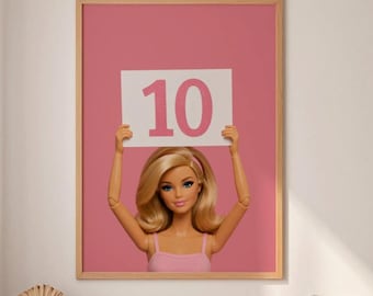 Blonde Doll Print, Pink Girly Wall Art Digital Download