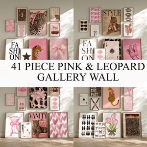 Pink Leopard Wall Art Bundle, 41 Piece Gallery Wall Prints Download