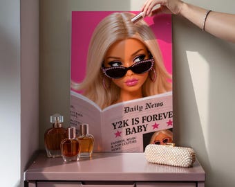 Y2K Fashion Doll Print, Pink Poster, Trendy Girl Bedroom Decor (Digital Download)