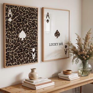 Láminas de leopardo y as de picas, juego de pósteres Lucky Me, arte de pared moderno