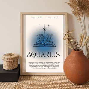 Aquarius Zodiac Art Print: Astrology Horoscope Decor (Digital Download)