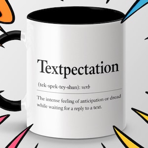 Textpectation Dictionary Definition Mug | Funny Coffee Cup | Relatable Texting Gift | Novelty Mug