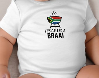 South African Braai Baby Onesie, BBQ Grill Flag Design, South Africa Gift