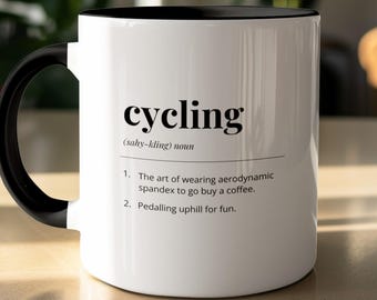 Funny Cycling Definition Mug, Gift For Cyclist, Road Biking Present, Coffee Cup