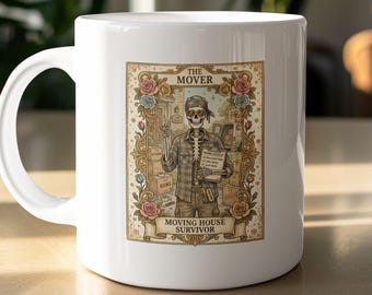 Moving House Survivor Mug | New Home Gift for Friend | Funny Moving Day Skeleton Cup
