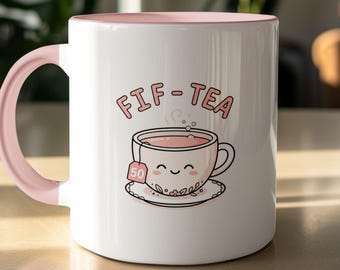 Fif-Tea 50th Birthday Mug | Funny Tea Lover Gift | Kawaii Tea Cup