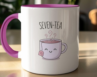 Funny 70th Birthday Gift Mug, Seventea Tea Cup, Cute Seventy Present