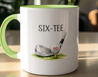 60th Birthday Golf Mug | Funny Six Tee Gift For Golfer Dad or Grandad