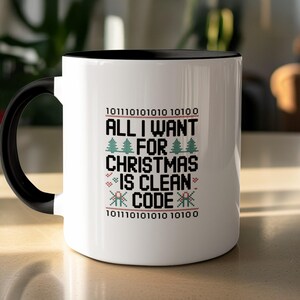Funny Christmas Programmer Mug, Clean Code Gift
