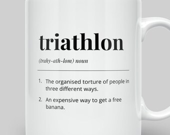 Funny Triathlon Definition Mug - Triathlete Gift, Ironman Coffee Cup