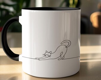 Rekbare kattenmok, minimalistische lijntekeningen, cadeau kattenliefhebber