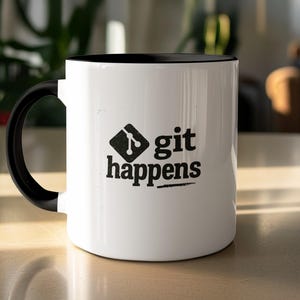 Funny Git Happens Mug, Coder Gift, Personalized Techie Mug