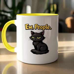 Tazza con gatto nero "Ew People" - Regalo sarcastico per introversi