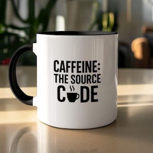Caffeine Source Code Mug, Funny Programmer Gift