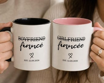 Engagement Mug Set | Couples Newly Engaged Present | Fiance Fiancee Gift