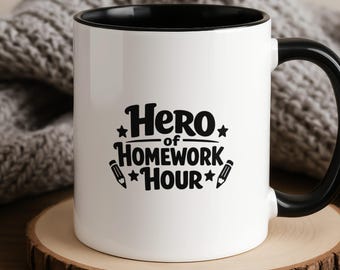 Hero of Homework Hour Mug, Teacher Gift UK, Parent Appreciation Cup