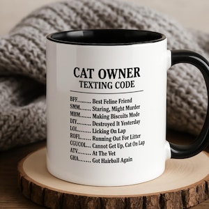 Lustige Tasse mit SMS-Code für Katzenbesitzer | Geschenk für Katzenliebhaber | Kaffeetasse für Katzenmama und Katzenpapa