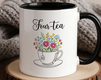 Regalo de cumpleaños número 40 para ella, taza de cuatro tés, regalo divertido para amantes del té