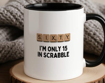 Funny 60th Birthday Mug, Scrabble Lover Gift, 60th Present