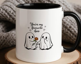 You're My Favourite Boo Mug, Cute Ghost Coffee Cup, Cute Couple Halloween Anniversary Gift