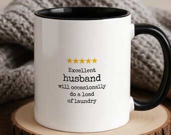Funny Husband Gift Mug 5 Star Review Laundry Joke Anniversary Birthday Gift for Him