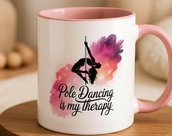 Pole Dancing is My Therapy Mug, Pole Fitness Gift, Dance Studio Cup